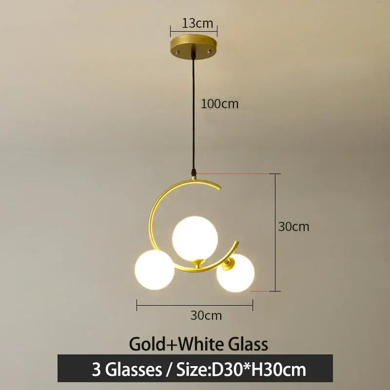 Modern black and gold glass ball pendant light for living room