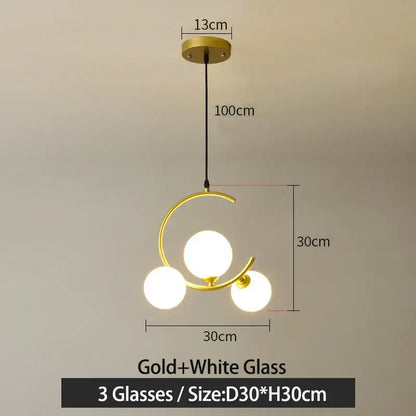 Modern black and gold glass ball pendant light for living room
