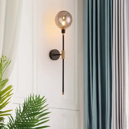 Modern black and gold glass ball wall lamp for living room decor