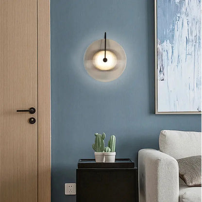 Modern black and gold glass stripe wall lamp bedroom sconce