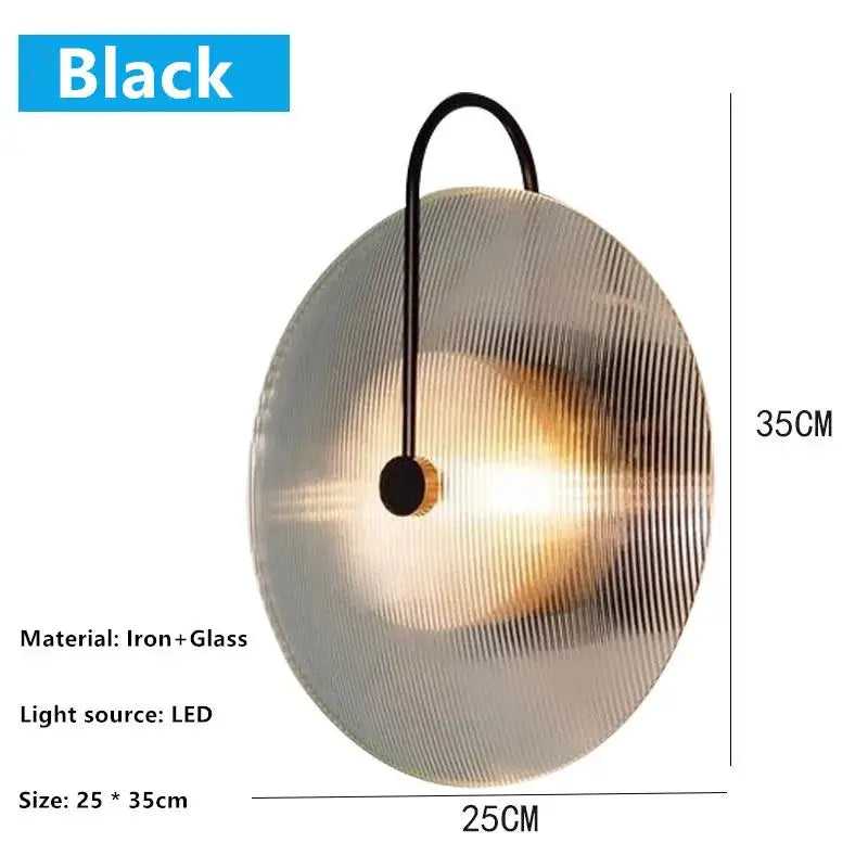 Modern black and gold glass stripe wall lamp bedroom sconce