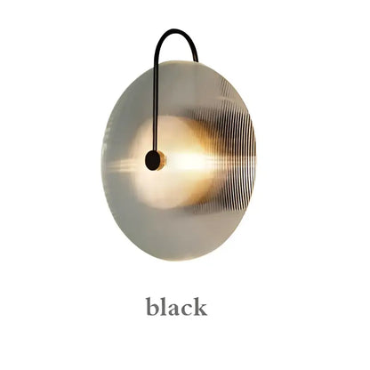 Modern black and gold glass stripe wall lamp bedroom sconce