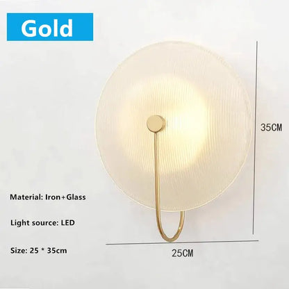 Modern black and gold glass stripe wall lamp bedroom sconce