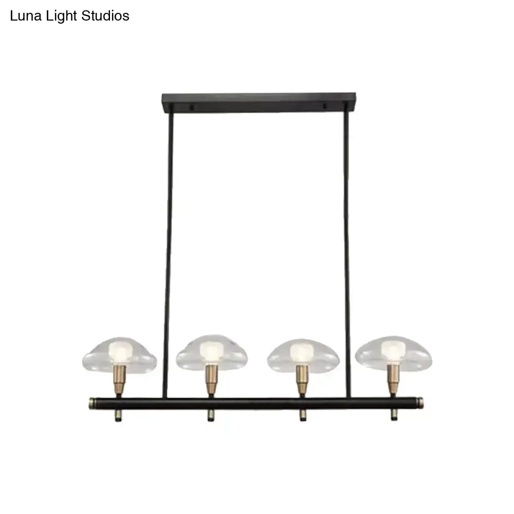 Modern black and gold island pendant light with glass shades kitchen
