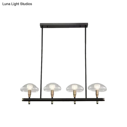 Modern black and gold island pendant light with glass shades kitchen
