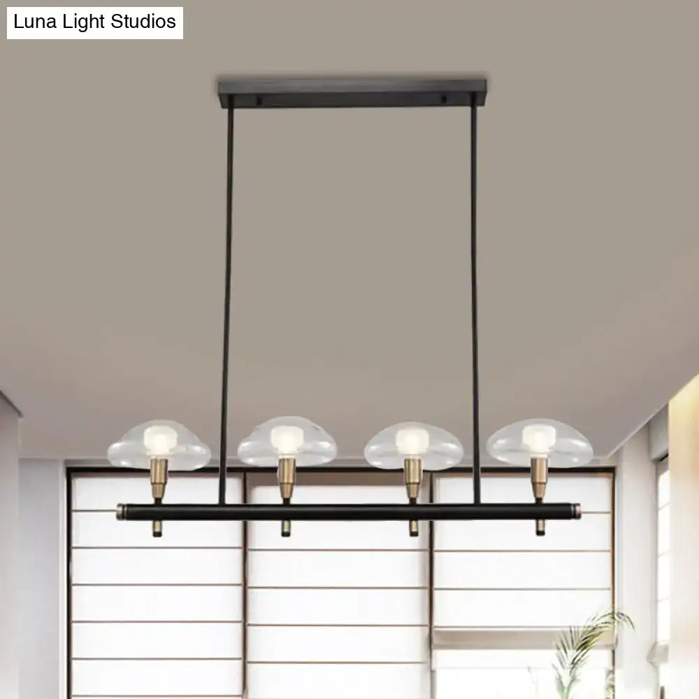 Modern black and gold island pendant light with glass shades kitchen