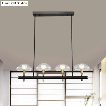 Modern black and gold island pendant light with glass shades kitchen