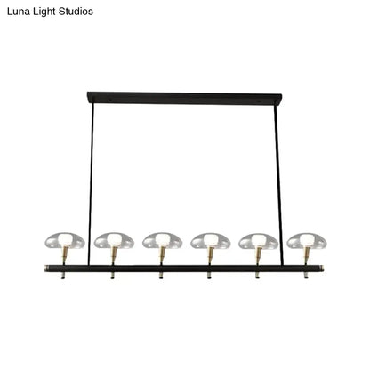 Modern black and gold island pendant light with glass shades kitchen