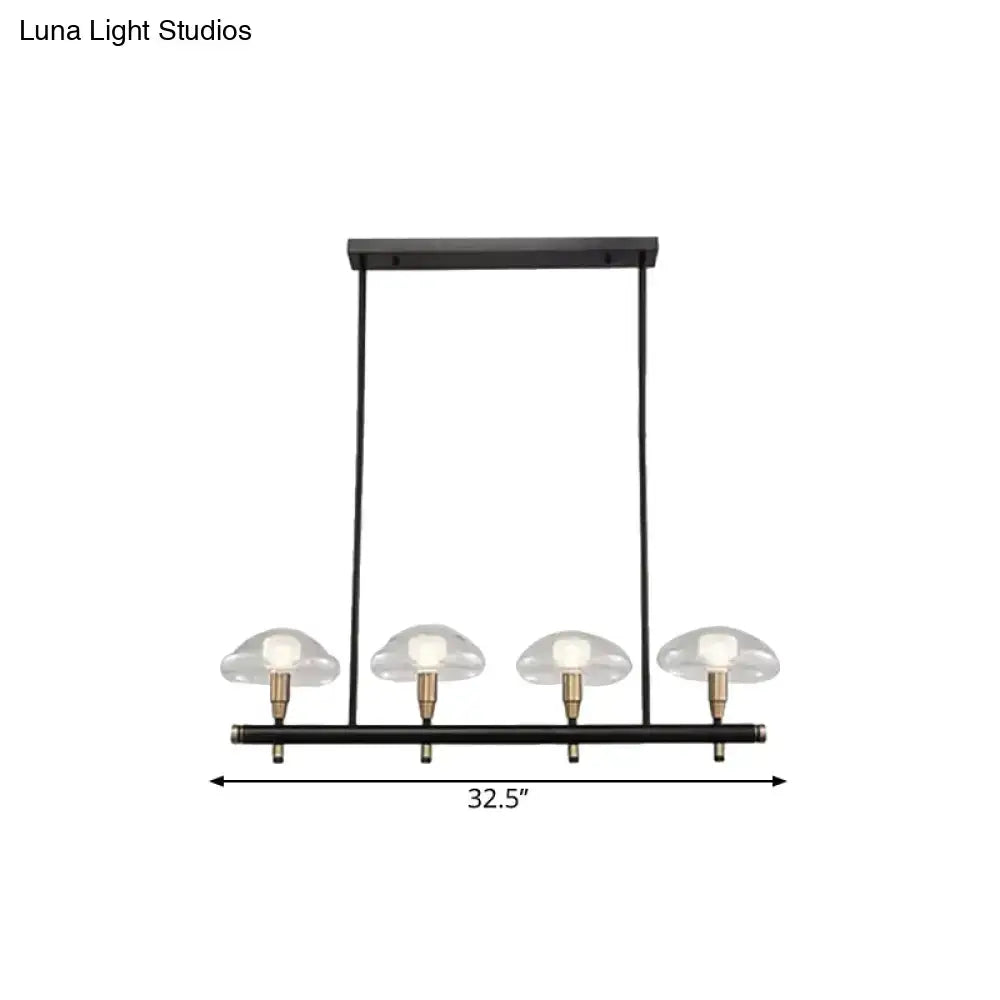 Modern black and gold island pendant light with glass shades kitchen