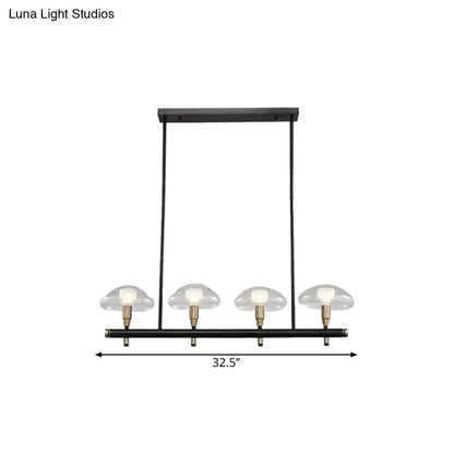 Modern black and gold island pendant light with glass shades kitchen
