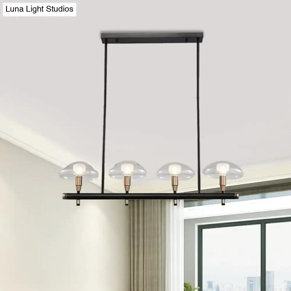 Modern black and gold island pendant light with glass shades kitchen