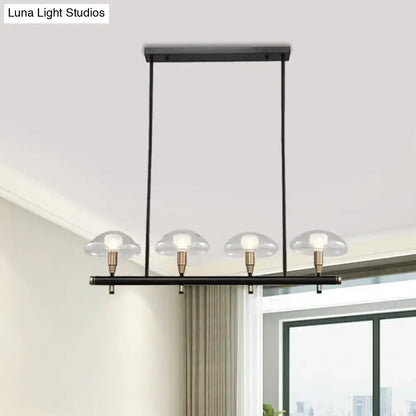 Modern black and gold island pendant light with glass shades kitchen
