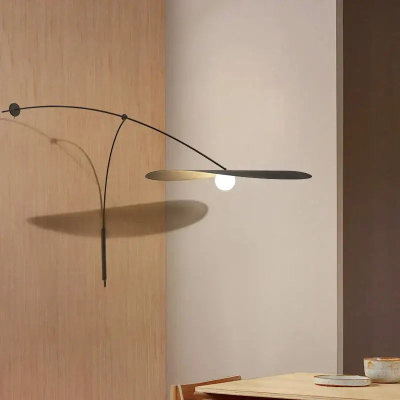 Modern black and gold leaf led wall lamp bedroom glass shade