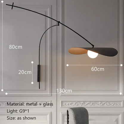 Modern black and gold leaf led wall lamp bedroom glass shade