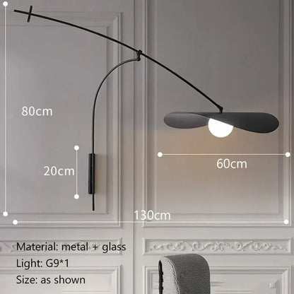 Modern black and gold leaf led wall lamp bedroom glass shade