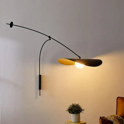 Modern black and gold leaf led wall lamp bedroom glass shade