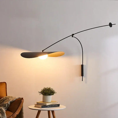 Modern black and gold leaf led wall lamp bedroom glass shade