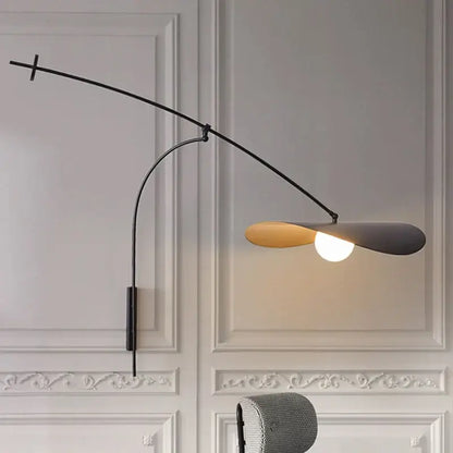 Modern black and gold leaf led wall lamp bedroom glass shade