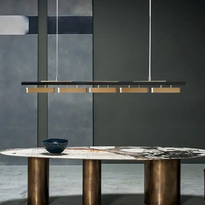 Modern black and gold led strip pendant light for dining room