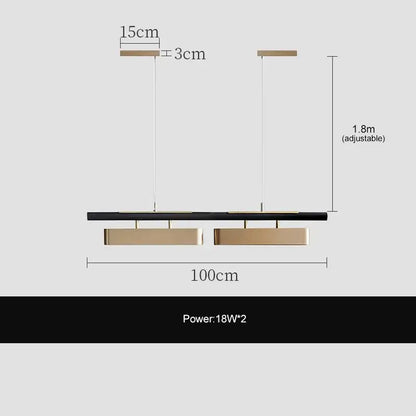 Modern black and gold led strip pendant light for dining room