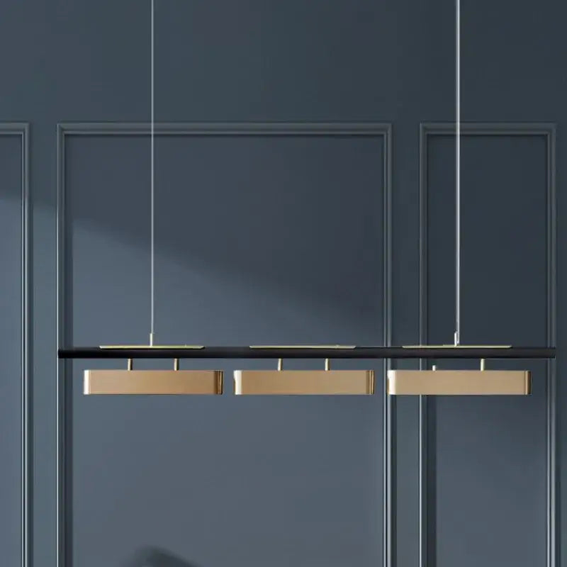 Modern black and gold led strip pendant light for dining room