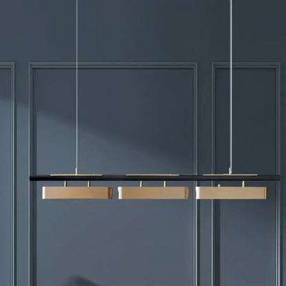 Modern black and gold led strip pendant light for dining room