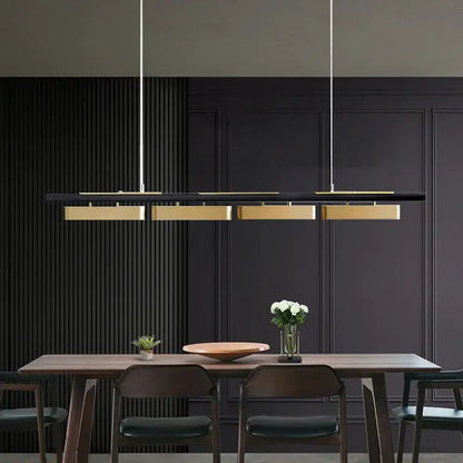 Modern black and gold led strip pendant light for dining room
