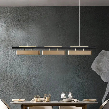Modern black and gold led strip pendant light for dining room