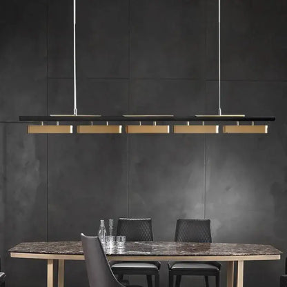 Modern black and gold led strip pendant light for dining room