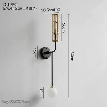 Modern black and gold led wall lamp living room glass sconce