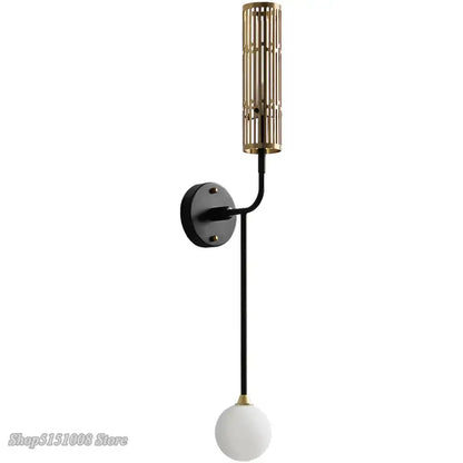 Modern black and gold led wall lamp living room glass sconce