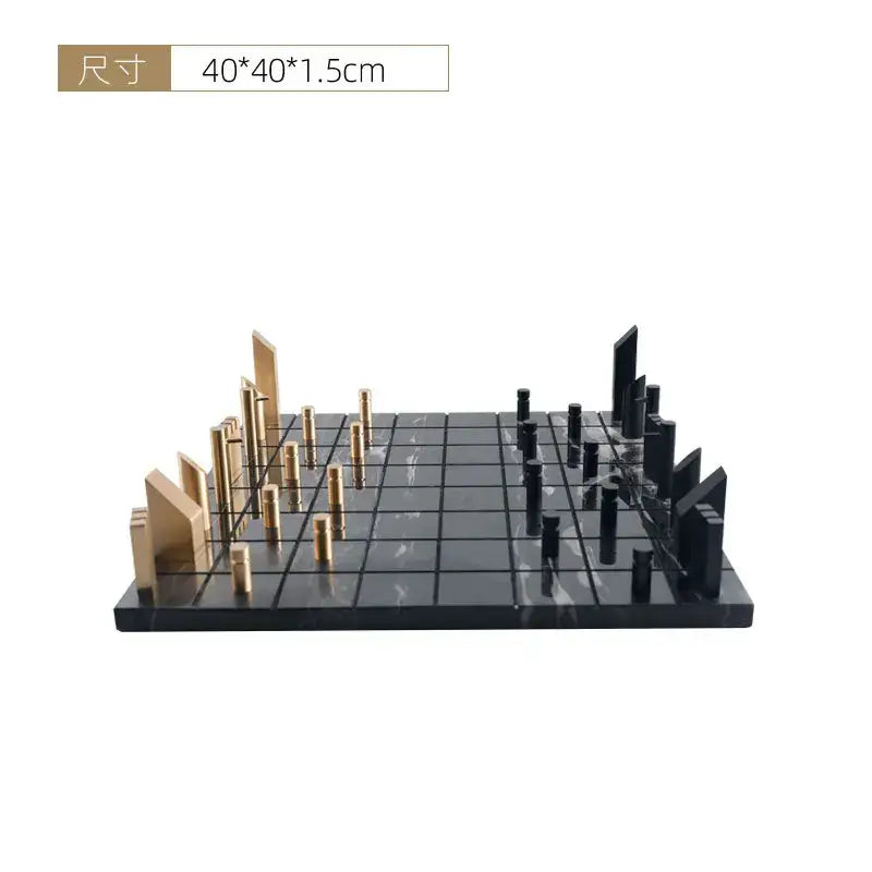 Modern black and gold metal marble chessboard living room decor
