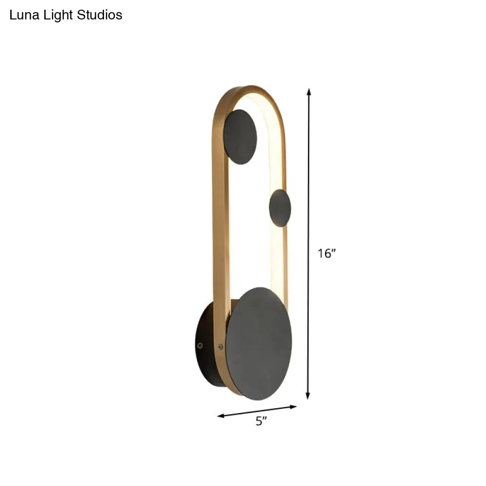 DecorBites™ Modern Black and Gold Metallic Arc Wall Sconce LED Light Fixture - Warm/White Lighting