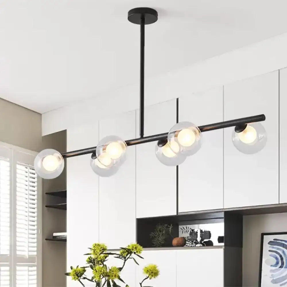 Modern black and gold metallic hanging chandelier dining room light