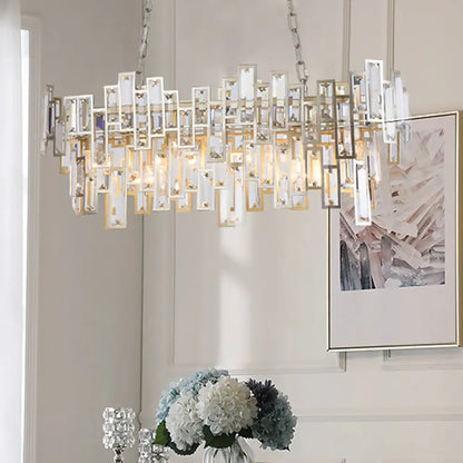DecorBites™ Modern Black and Gold Oval Pendant Lamp with Crystal Accents and Island Lighting Functionality