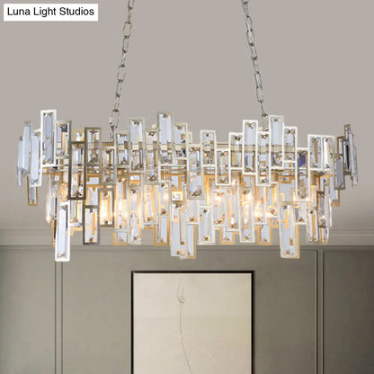 DecorBites™ Modern Black and Gold Oval Pendant Lamp with Crystal Accents and Island Lighting Functionality