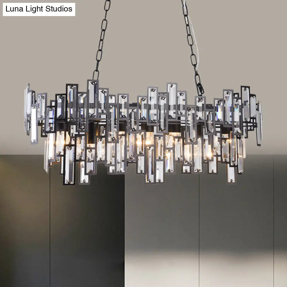 DecorBites™ Modern Black and Gold Oval Pendant Lamp with Crystal Accents and Island Lighting Functionality