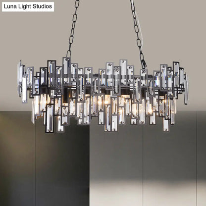 DecorBites™ Modern Black and Gold Oval Pendant Lamp with Crystal Accents and Island Lighting Functionality