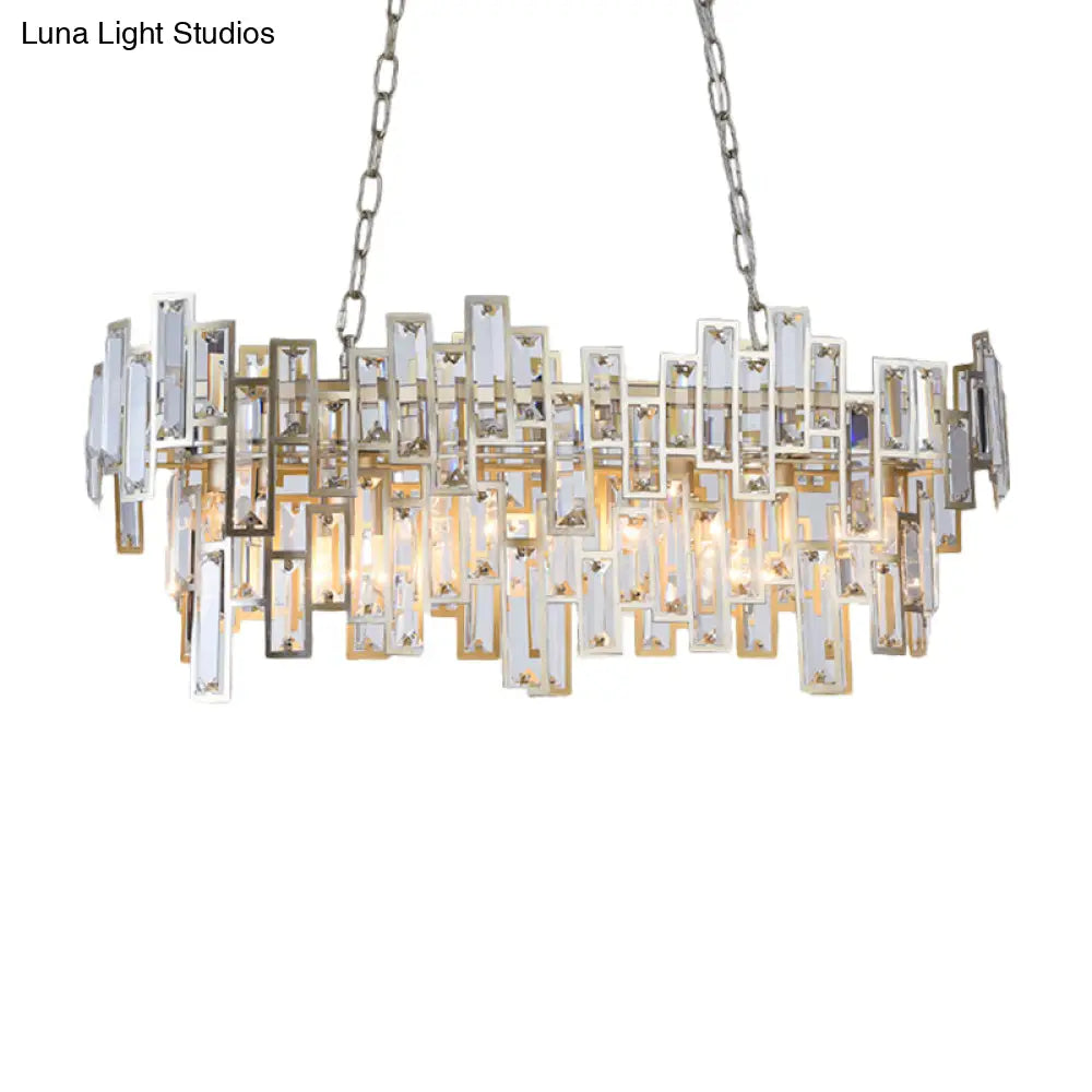 DecorBites™ Modern Black and Gold Oval Pendant Lamp with Crystal Accents and Island Lighting Functionality