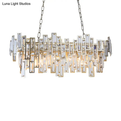 DecorBites™ Modern Black and Gold Oval Pendant Lamp with Crystal Accents and Island Lighting Functionality