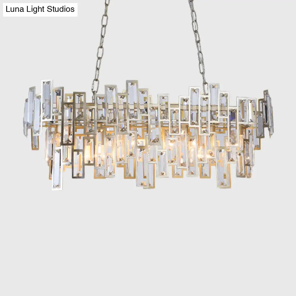 DecorBites™ Modern Black and Gold Oval Pendant Lamp with Crystal Accents and Island Lighting Functionality