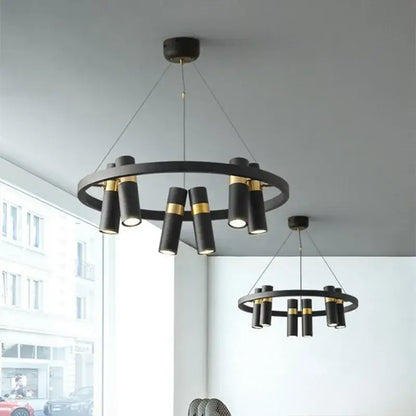 Modern black and gold ring led pendant light for living room