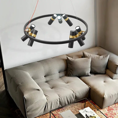Modern black and gold ring led pendant light for living room