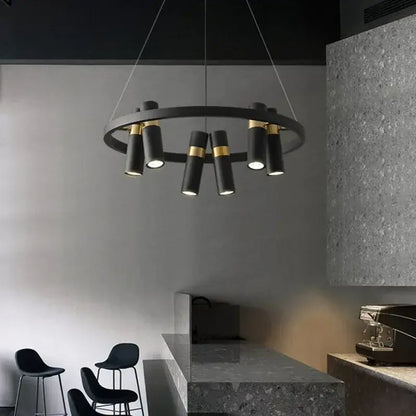 Modern black and gold ring led pendant light for living room
