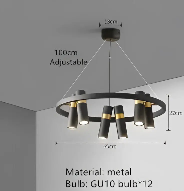 Modern black and gold ring led pendant light for living room