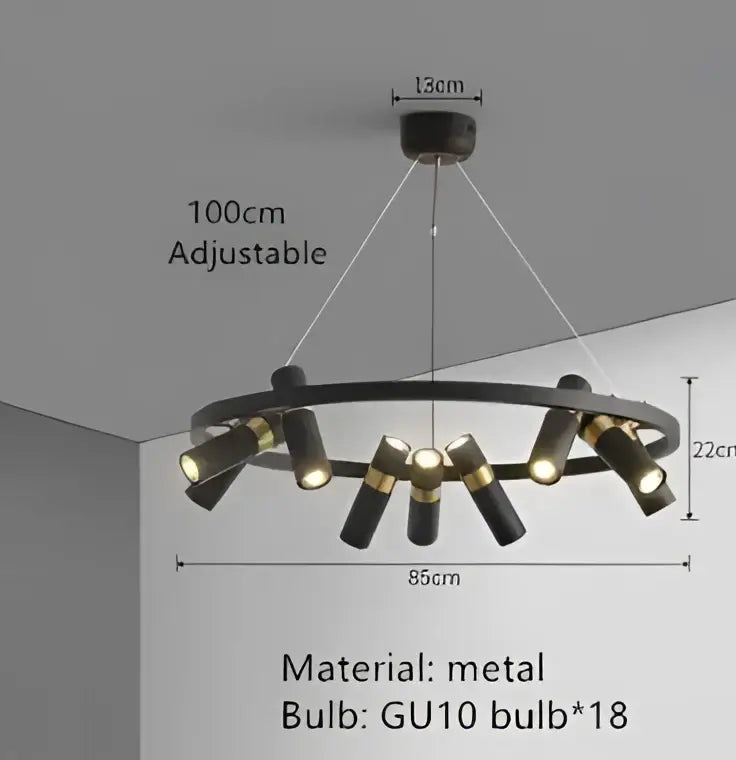 Modern black and gold ring led pendant light for living room