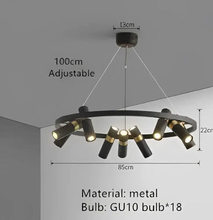 Modern black and gold ring led pendant light for living room
