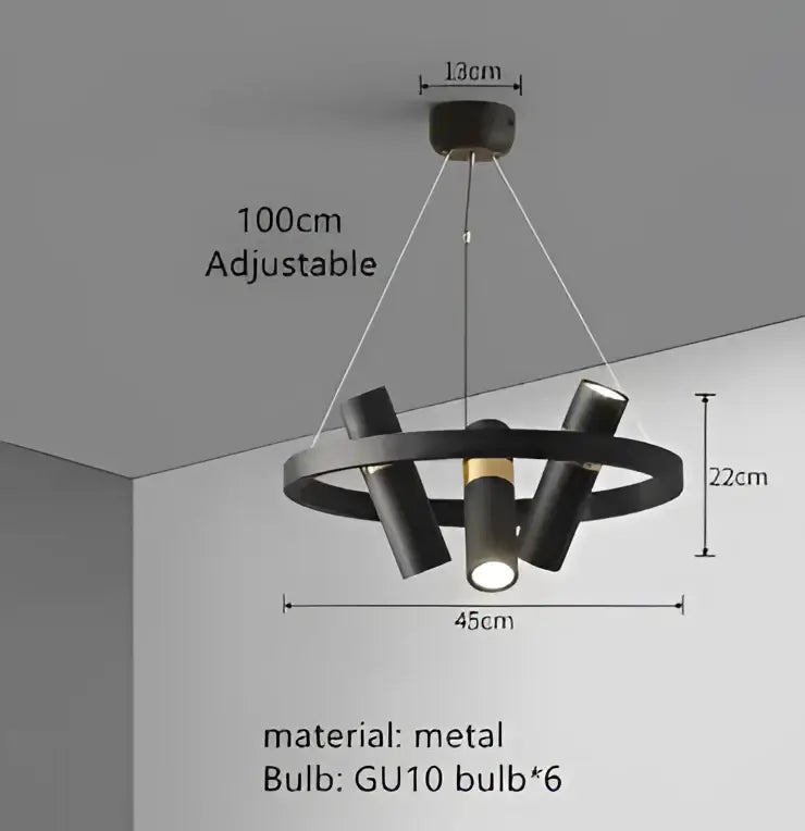 Modern black and gold ring led pendant light for living room