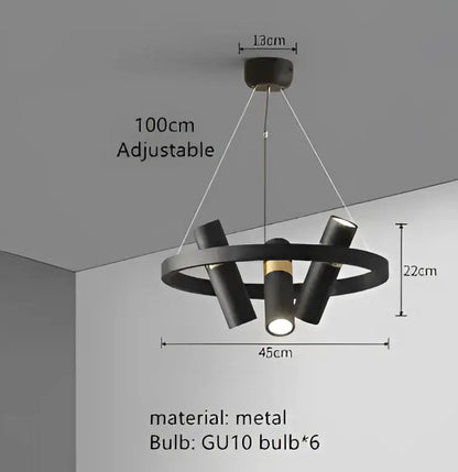 Modern black and gold ring led pendant light for living room