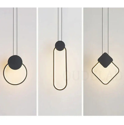 Modern black and gold ring pendant lamp for dining room led light